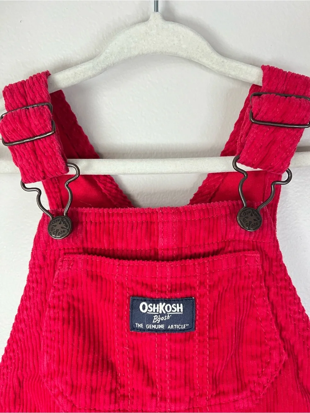 OshKosh B'gosh Toddler 18M Vibrant Red Corduroy Overalls Unisex Lined Dungarees